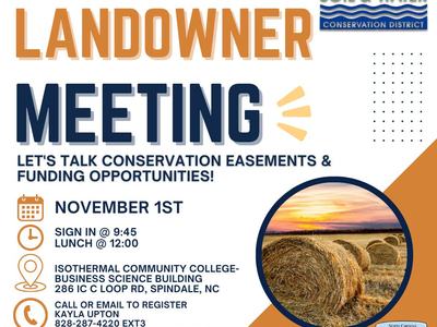 Farm & Forestry Landowner Meeting — November 1st; sign in 9:45, lunch 12:00
