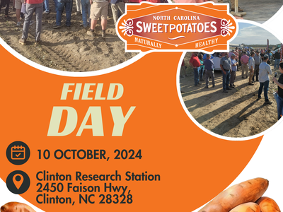 North Carolina Sweetpotatoes Field Day — 10 October 2024, Clinton Research Station, 2450 Faison Hwy