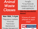 Virtual Animal Waste Classes — Nov 7 9am–12pm; Nov 19 1–4pm; 3 hours credit