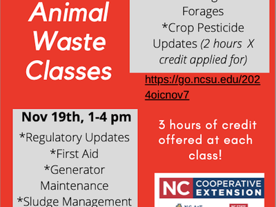 Virtual Animal Waste Classes — Nov 7 9am–12pm; Nov 19 1–4pm; 3 hours credit