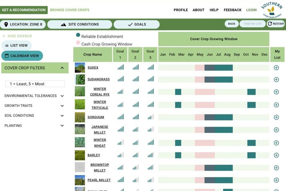 Cover Crop Species Selector Tool