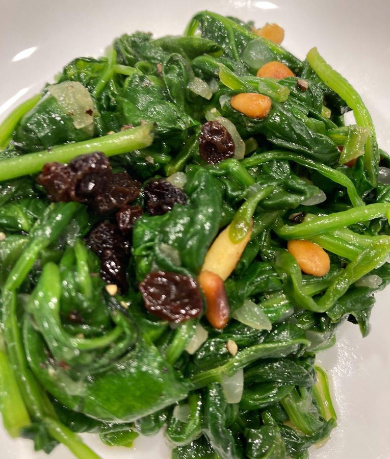 Spinach with Raisins and Pine Nuts