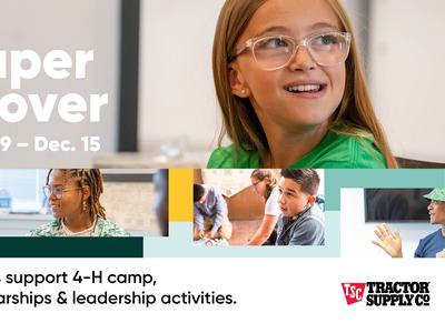 Smiling girl with glasses; text "Paper Clover Nov. 29 – Dec. 15"