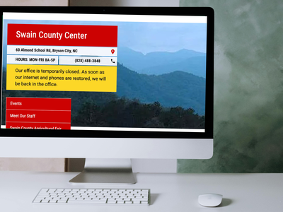 Desktop computer monitor with screenshot of closure message