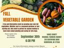 Flyer: Fall Vegetable Garden event — September 30th, 6:30 PM at Vance County Regional Farmers Market