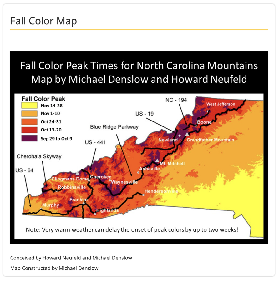 fall color map App State Univ.