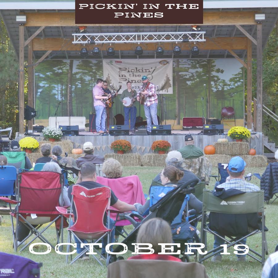 group on lawn watching bluegrass band