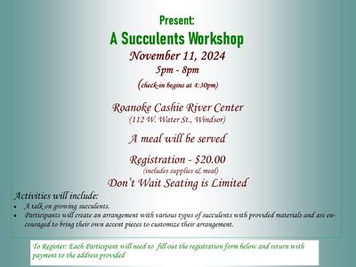 Bertie EMG Succulent Workshop Flyer