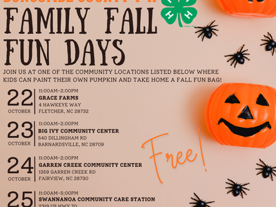 Buncombe County 4-H Family Fall Fun Days, Oct 22–25, Free