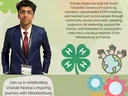 Flyer depicting 4-H club president. Summarizing the work he has done in the county in his role.