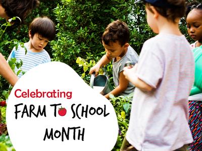 Children work in a garden together.