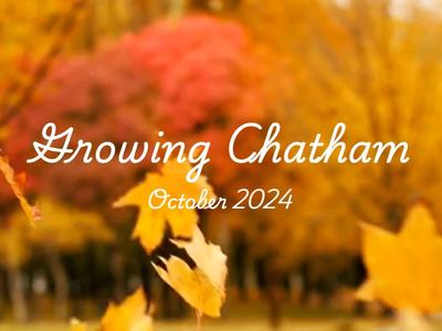 Growing Chatham Newsletter October Cover page with leaves falling.