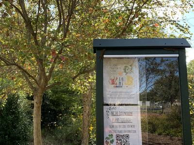 Information box at the Discovery Gardens