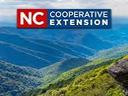Mountain ridge and trail with "NC Cooperative Extension" logo