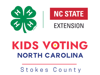 4‑H clover logo; NC State Extension; KIDS VOTING NORTH CAROLINA; Stokes County