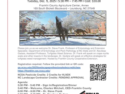 Landscape Professionals December Credit Class 2025 flier date, time, location agenda and registration info