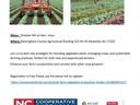Small Farm Vegetable Production Meeting flyer — Oct 9, 9am–noon; tractor and farmer in vegetable rows