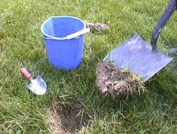 Taking soil samples