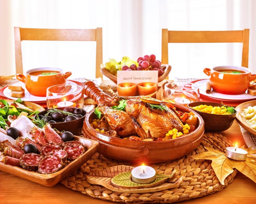 Thanksgiving dinner on table