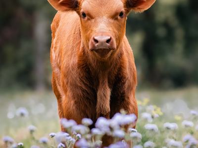 brown calf in a flower fieldI mage by Storme Kovacs from Pixabay