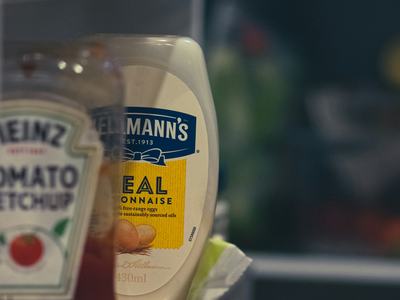 condiments in a refrigerator