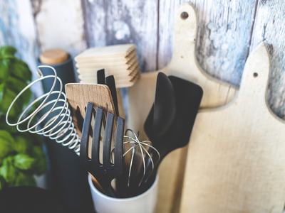 Kitchen utensils and cutting boards