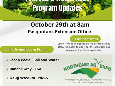Northeast Ag Expo: FSA/Soil & Water/NRCS updates — Oct 29, 8am, Pasquotank Extension