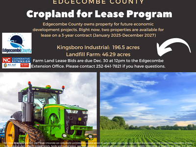 Cropland for Lease Program poster: Kingsboro Industrial 196.5 acres; Landfill Farm 46.29 acres