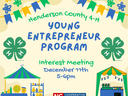 Henderson County 4-H Young Entrepreneur Program interest meeting Dec 11 5–6pm
