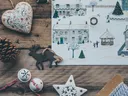 holiday wrapping paper and ornaments