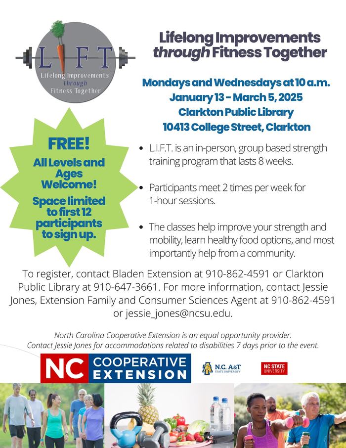 Photo of flier for 8-week strength training program at local library