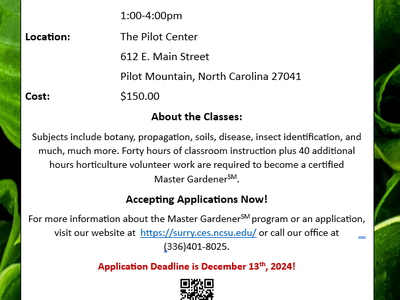 Flyer for 2025 Master Gardener Training Series