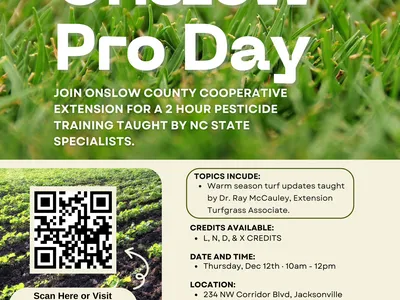 Onslow Pro Day on December 12th from 10am -noon. Call 910-455-5873 for more details!