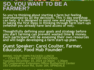 Workshop December 10, 10:30 to 1:30