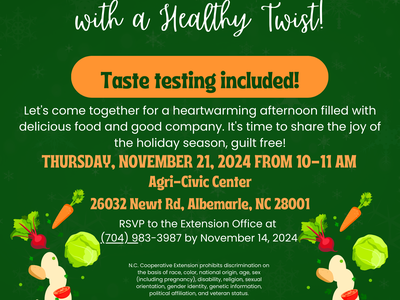 Flyer for the Healthy Holiday Menu Planning Class