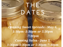 Mason jars of canned fruit with text "Save the Dates" for 2025 Home Food Preservation workshops.