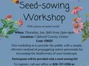 blue flyer with flowers with information about workshop