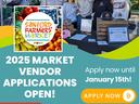 Advertisement promoting vendor applications for the Sanford Farmers' Market