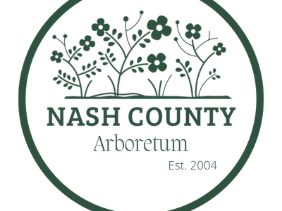 Nash County Arboretum circular emblem with flowering plants; text "NASH COUNTY Arboretum Est. 2004"