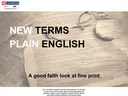 NEW TERMS PLAIN ENGLISH — A good faith look at fine print; eyeglasses on documents