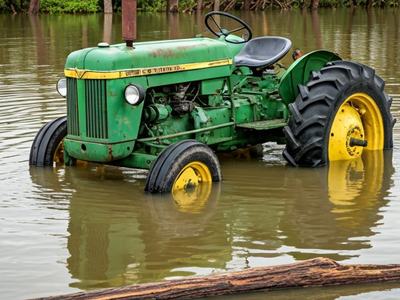 Tractor in Flood Water