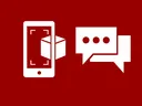 Cell phone showing augmented reality next to a chat box.