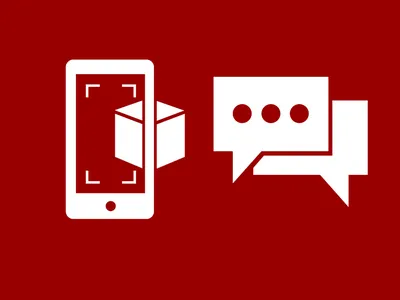 Cell phone showing augmented reality next to a chat box.