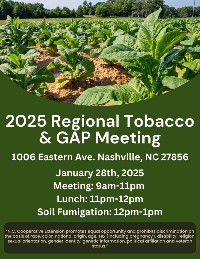2025 Regional Tobacco & GAP Meeting — Jan 28, 2025; 1006 Eastern Ave, Nashville NC