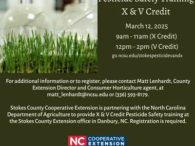 Pesticide Safety Training X & V Credit, March 12, 2025, 9am–11am (X) and 12pm–2pm (V)