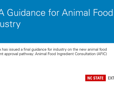 FDA Guidance for Animal Food Industry; NC State Extension logo