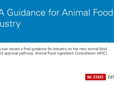 FDA Guidance for Animal Food Industry; NC State Extension logo