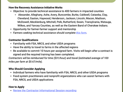 Helene Recovery Assistance Initiative seeks contractor applications; "Apply Here" link