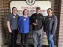 From left to right: Emily Pendergrass (Regional Nutrition Extension Associate) Angie Lawrence (EFNEP Nutrition Educator, 4-H Program Assistant) Chef John LaTour, and Jamie Lester (4-H Youth Development Agent).