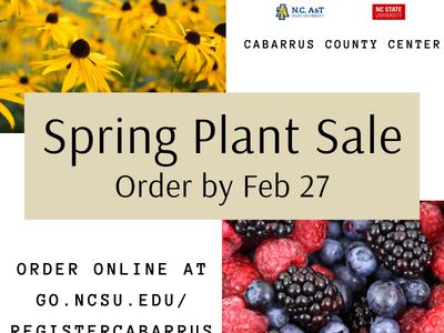 Spring Plant Sale - order by Feb 27. Order online at go.ncsu.edu/registercabarrus